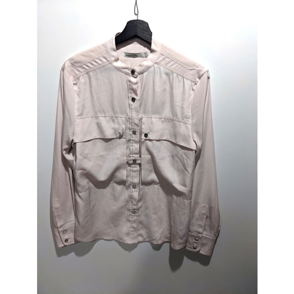 Karen Millen | Satin Utility Shirt in Blush Pink